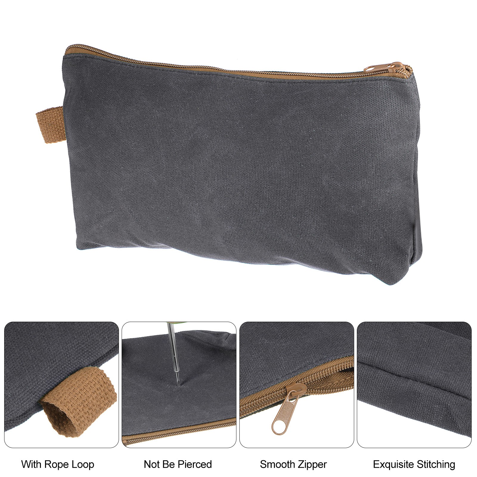 Tool Pouch Bag 31cm x 6cm x 17cm Oxford Organizer with Zipper Grey