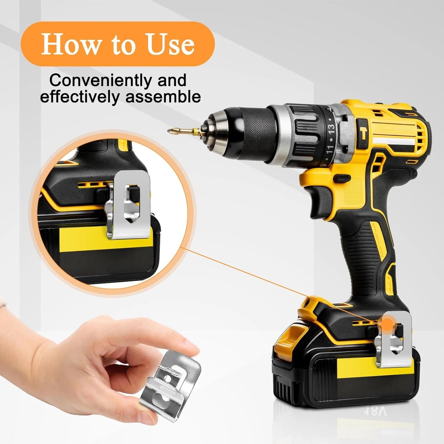 2 Pack Belt Clip Hook Cordless Drill Holder w/Screws For Dewalt 18/20V Tools