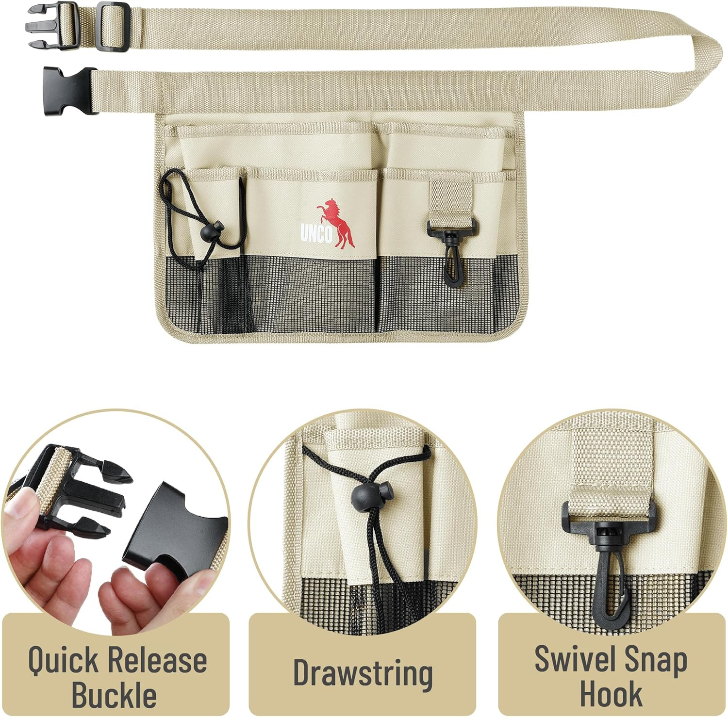 – Adjustable Gardening Belt, Beige, 7 Pockets, Wear, Cut and Water Resistant, Ga