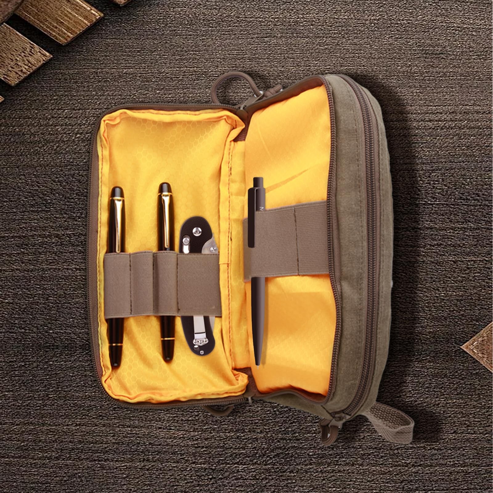 Multipurpose EDC Pouch Pen Case, Waxed Canvas EDC Bag, Small Tool Bag Pen Pou…