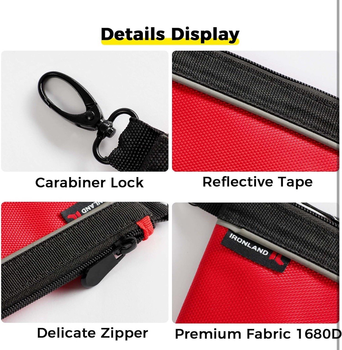 Small Tool Pouches with Zipper Premium Small 4 Pack Combo Black,Red,Grey,Blue