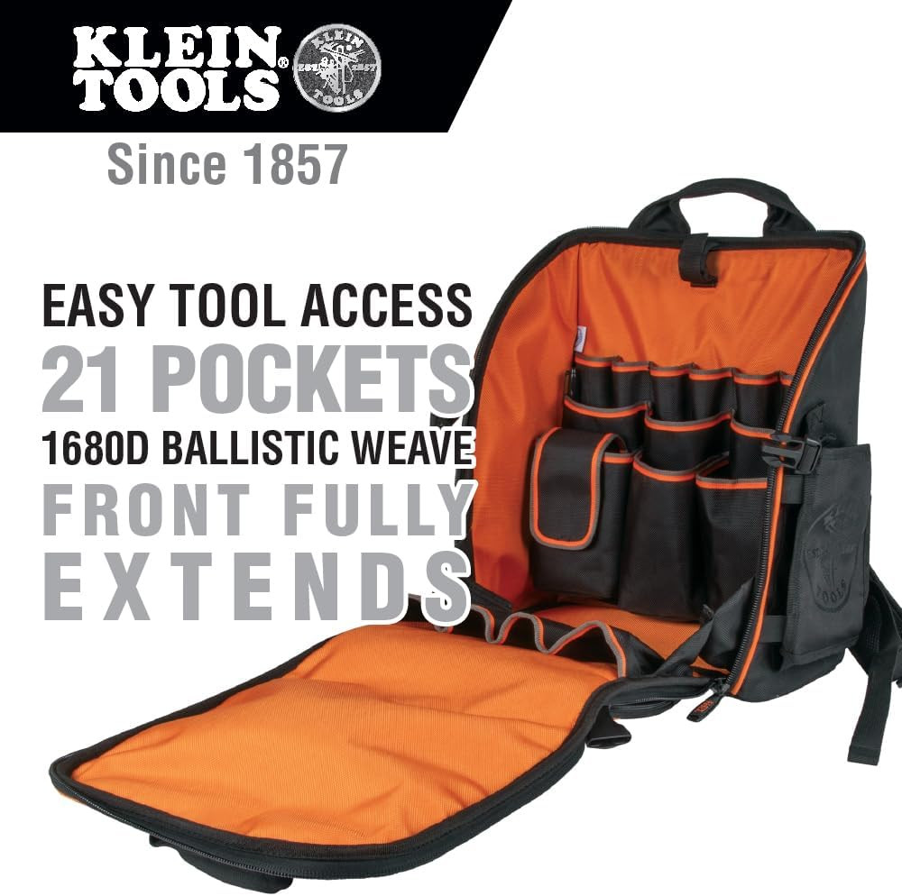 Tradesman Pro 21-Pocket Tool Backpack Kit with Tumbler & Key-Chain