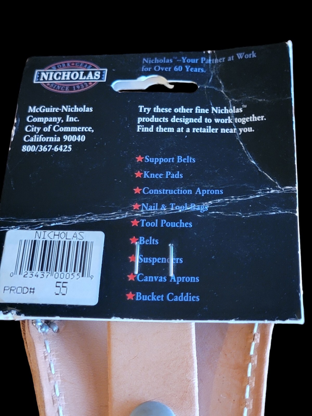 2 Vintage Nicholas Work Gear Leather Tool Belt Cowhide USA – 449 & 55 Sheath