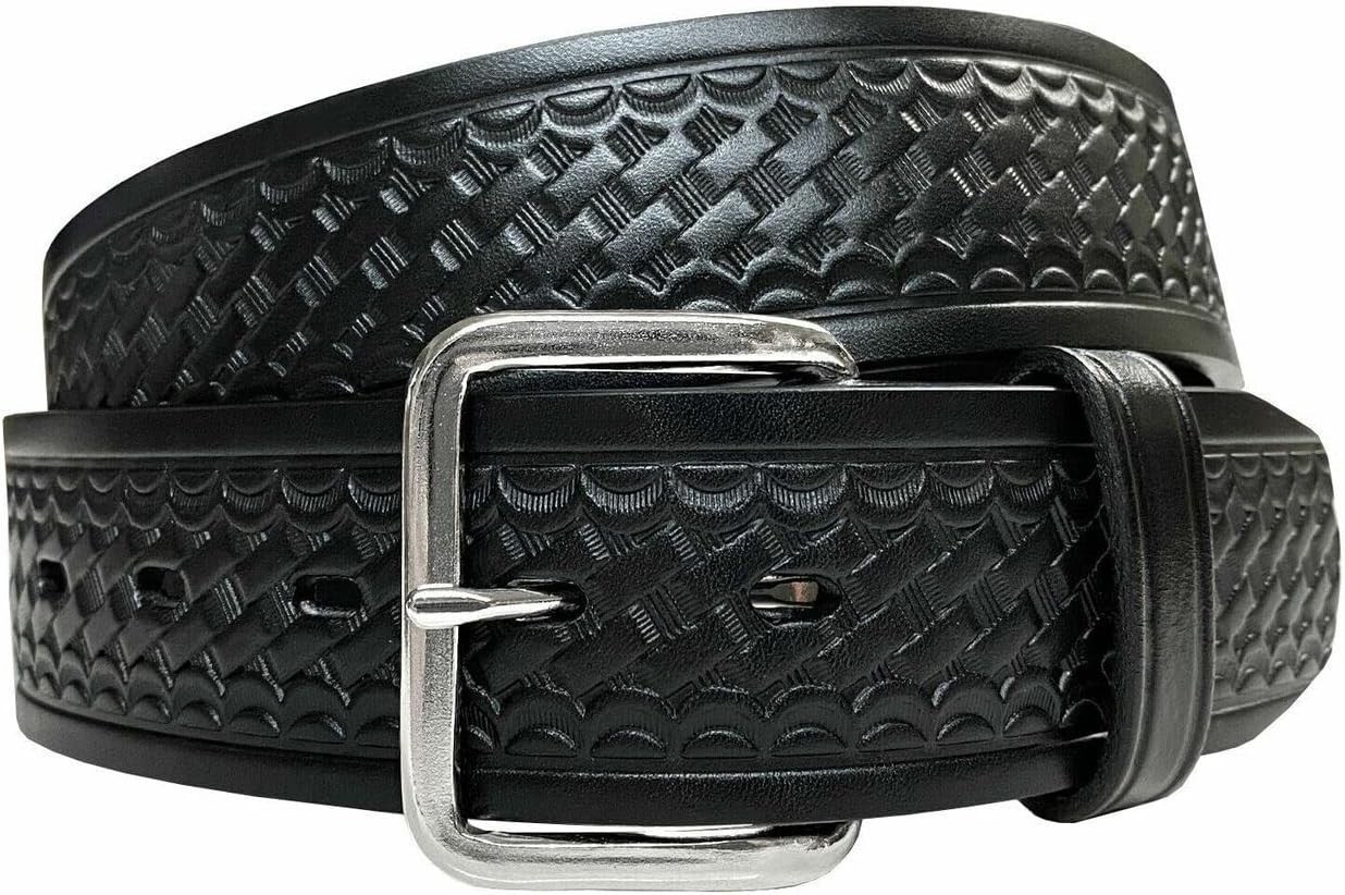 Full Grain Leather Work Belt 1-3/4″ Wide, Silver Buckle