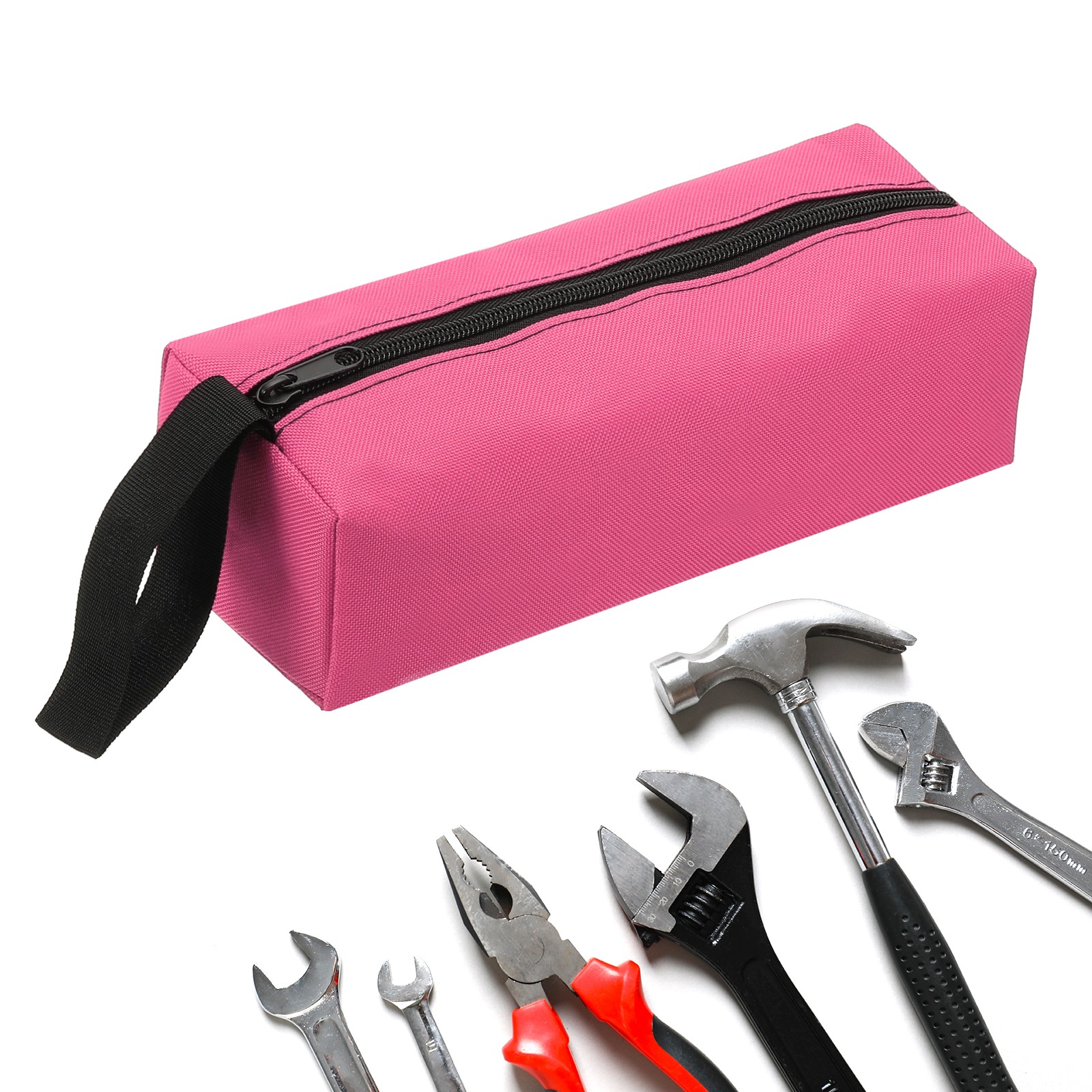 Zipper Utility Tool Bag 9.8×3.3×2.8 Inch Multi-purpose Tote Bag Pink