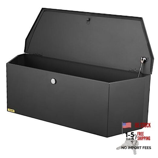 Trailer Tongue Box, Heavy Duty Trailer Tongue Tool Box Storage 36″ Black Steel