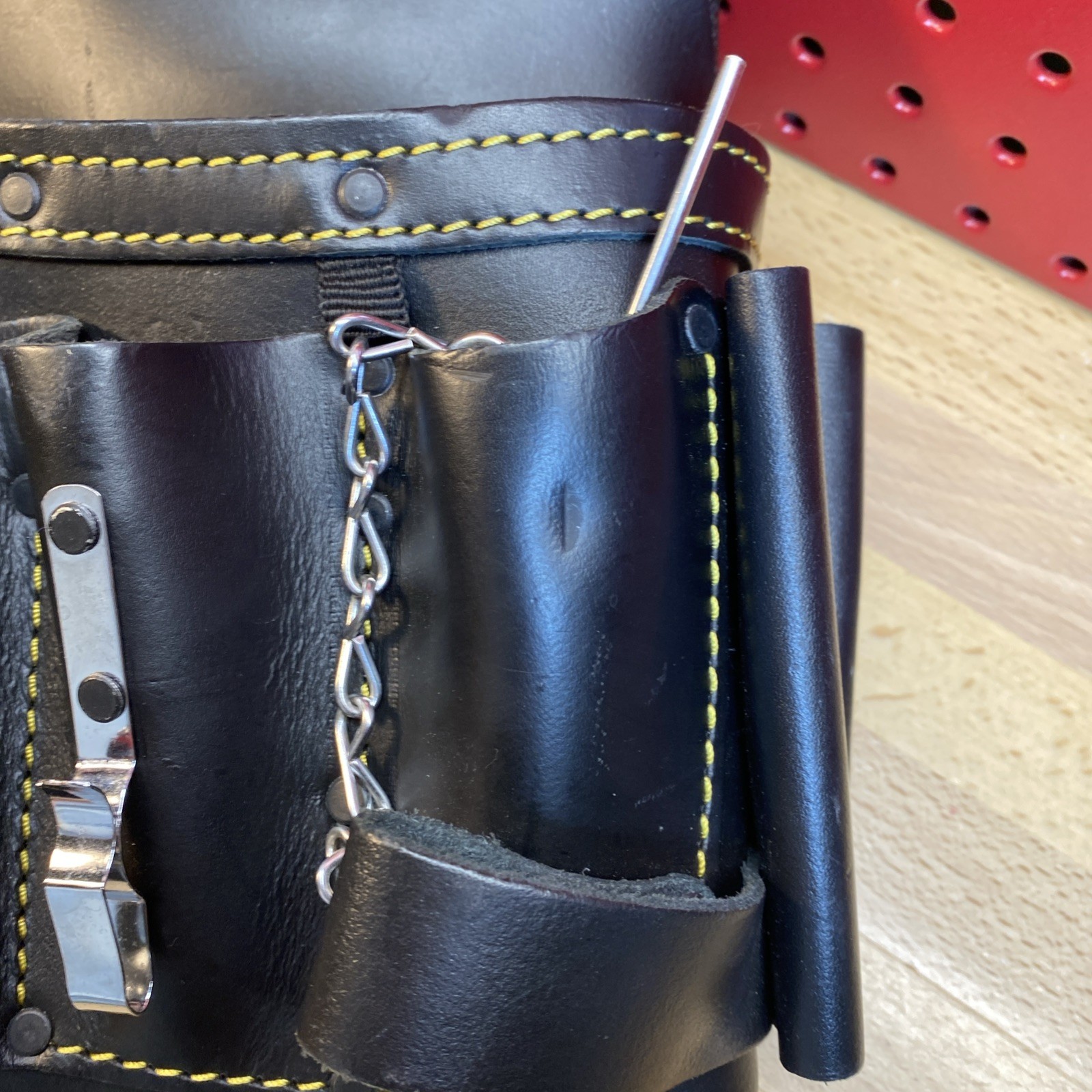 DEWALT Leather Tool Belt 10 Pouch Organizer Tool Holder Black Bag EUC FREE SHIP