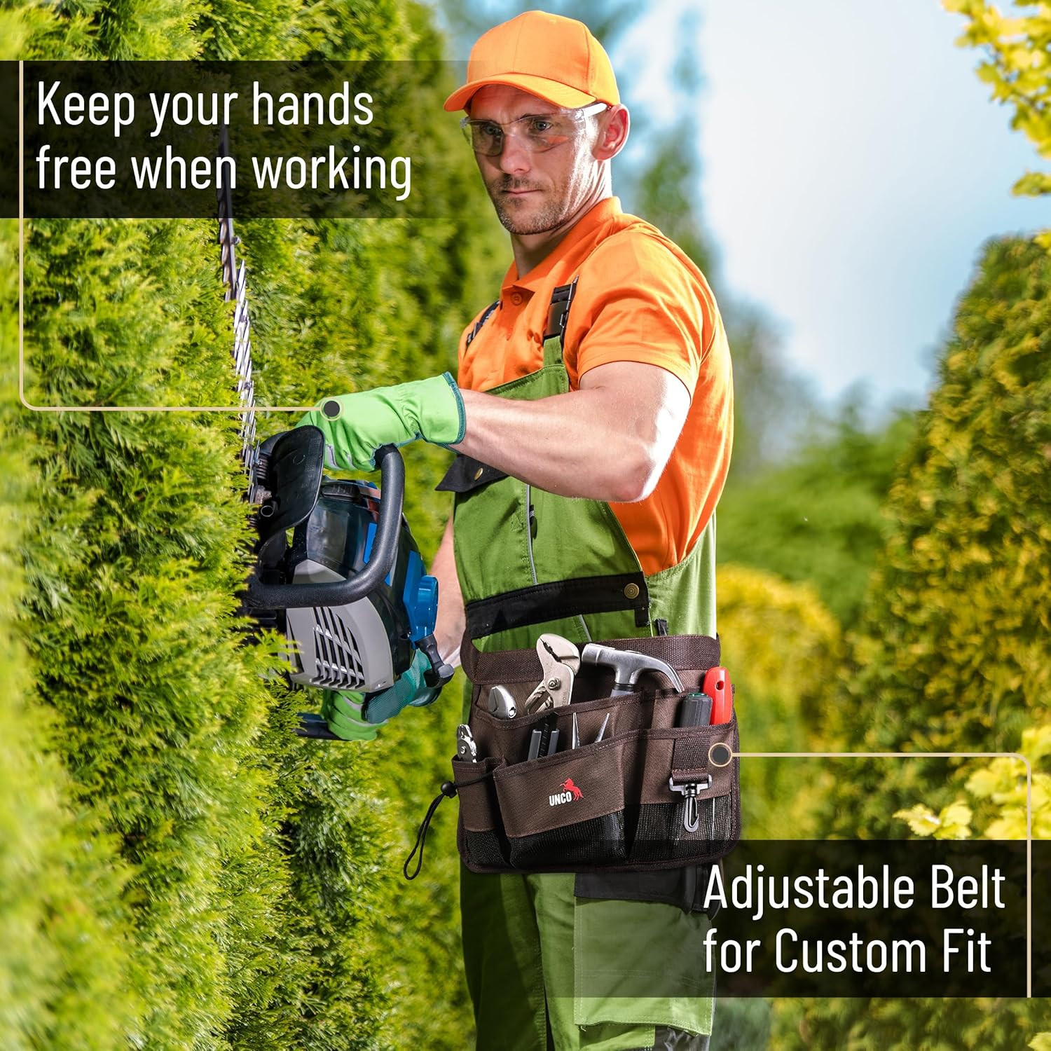 – Gardening Belt, Garden Tool Belts for Men, Waist Apron with Pockets, Construct