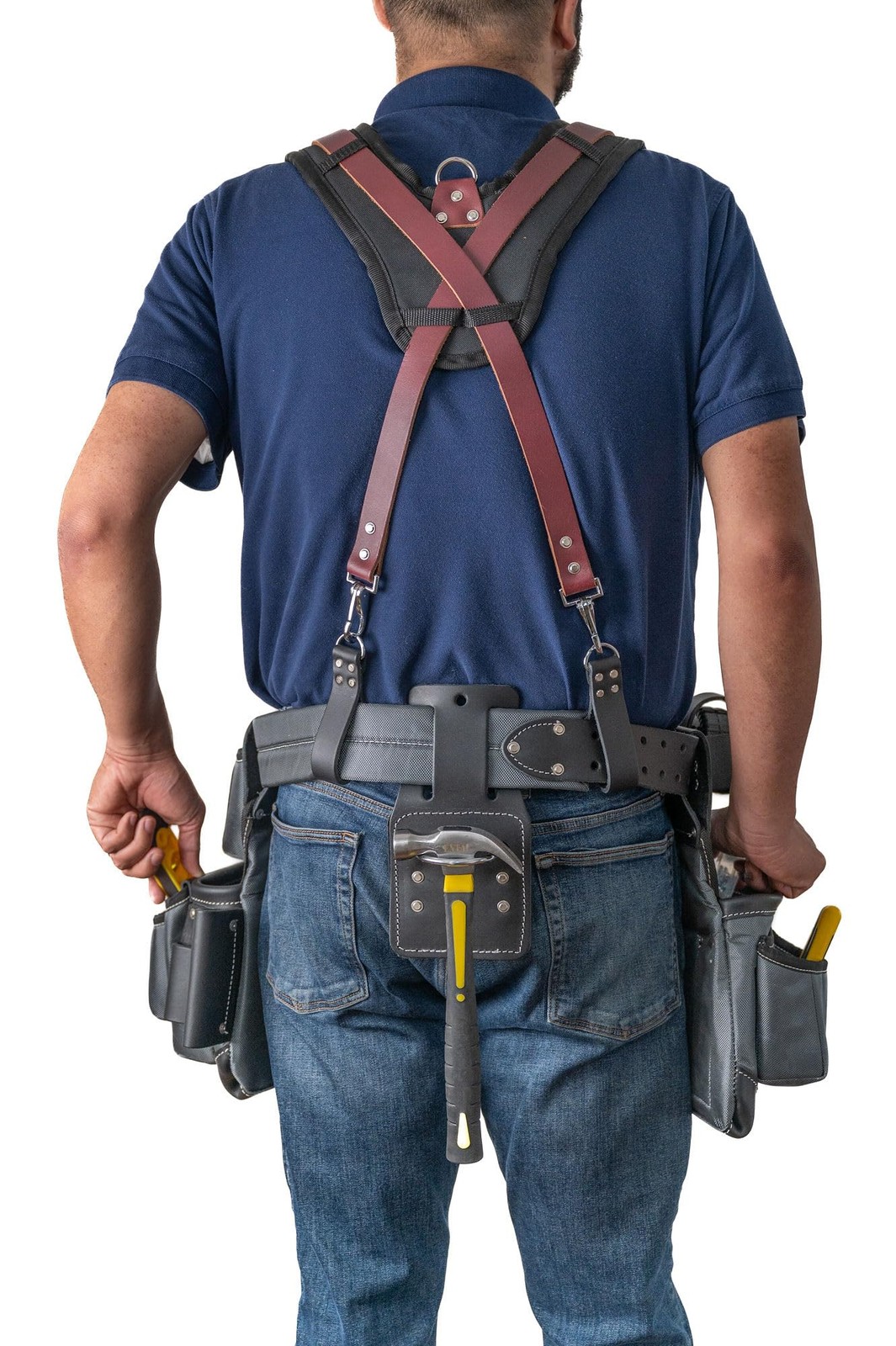 Leather Padded Tool Belt Suspenders w/Chest Strap| Pencil Sleeve| Comfortable…