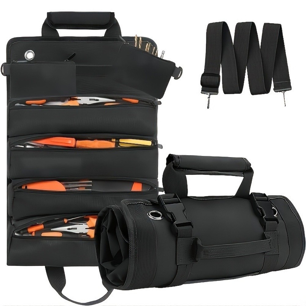 Roll Up Tool Bag 600D Oxford PVC Coated Waterproof for Electricians Mechanics