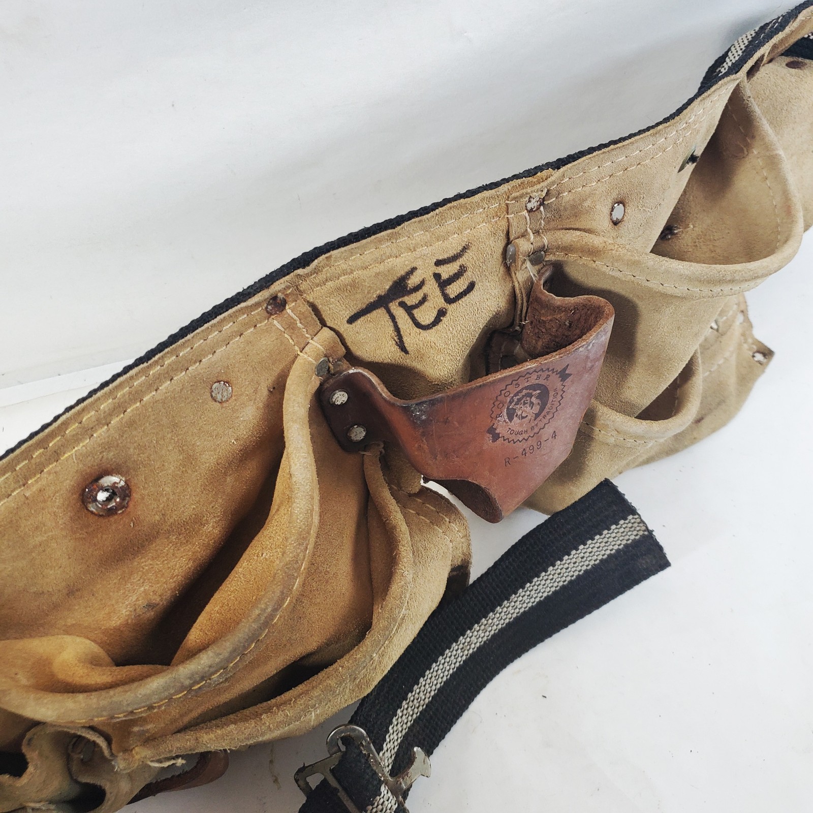 Rooster R-499-4 Leather Suede Tool Belt Pouch Carpenter Electrician Work Apron