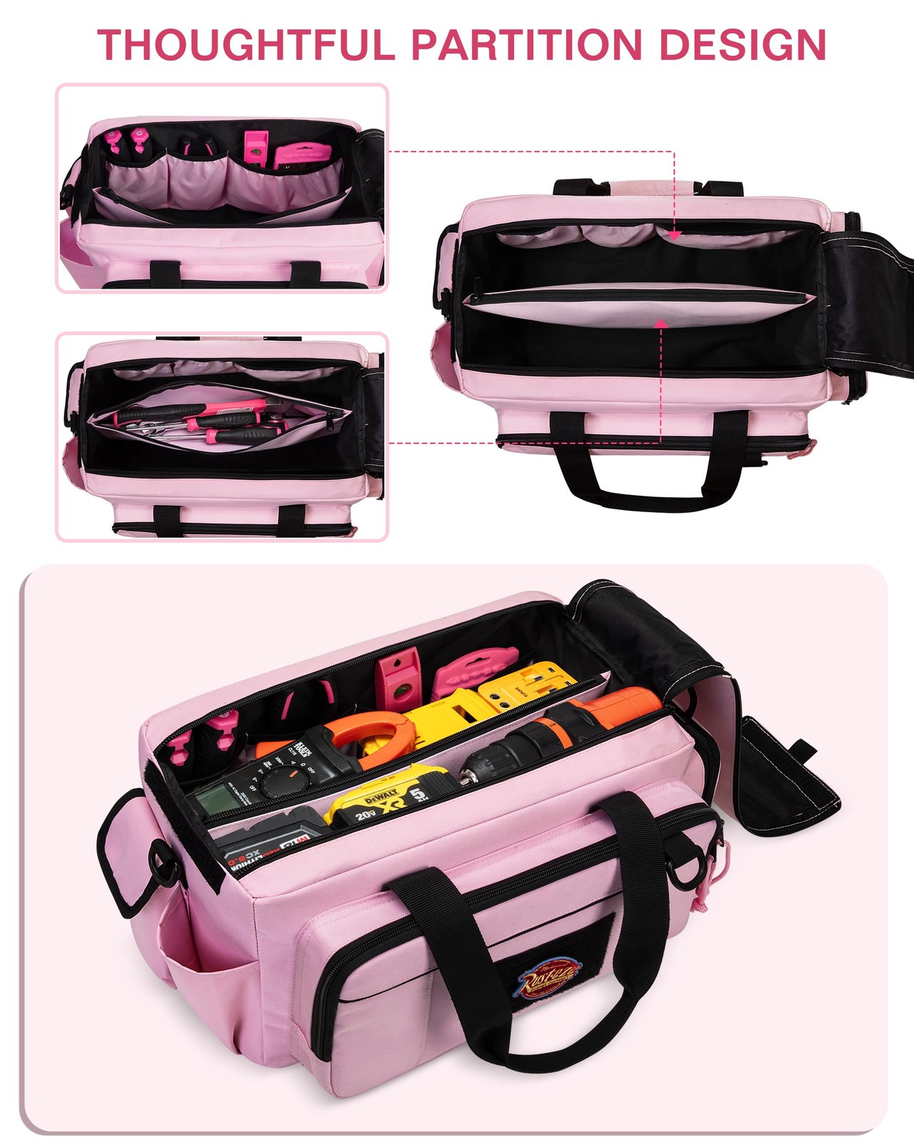 Tactical Tool Bag for , 16 Inches Tool Storage Organizer with Wide Mouth, Lar…