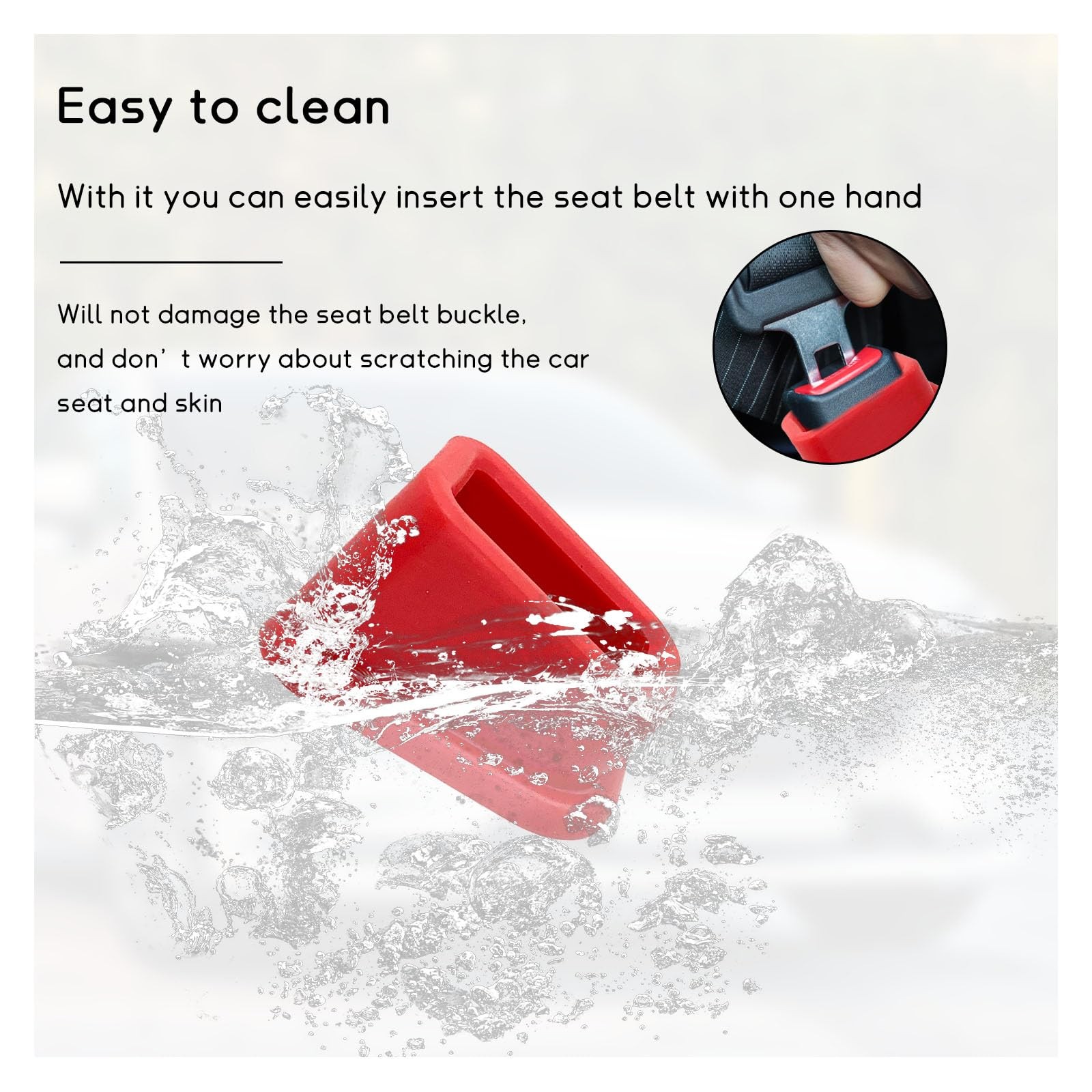Kewucn 2 PCS Car Seat Belt Buckle Holder, Silicone 1.88×2.08×3.03 inches, Red