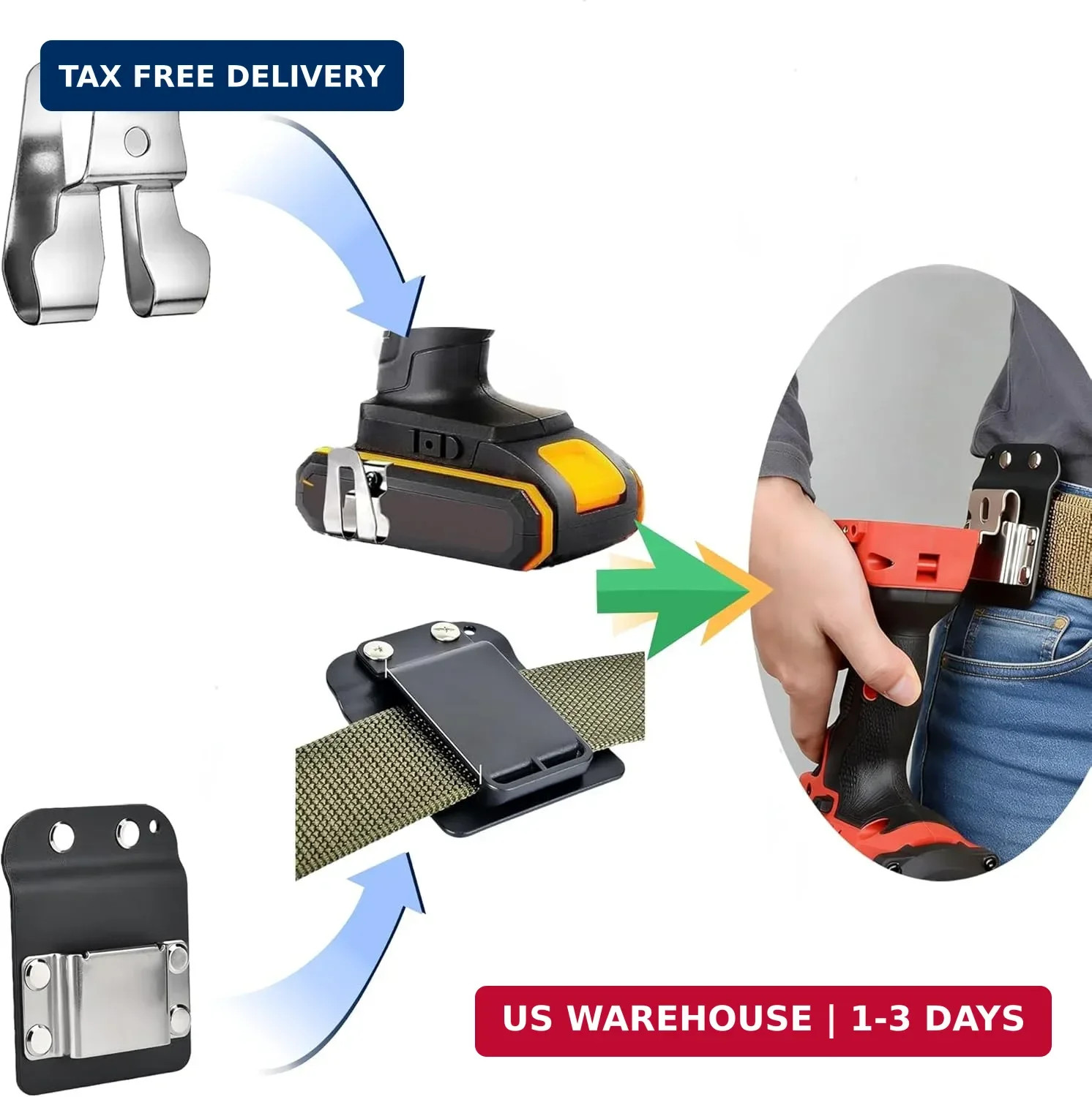 Drill Holder Belt Clip Holster for Cordless Drill Impact Driver Screwgun Fits 63