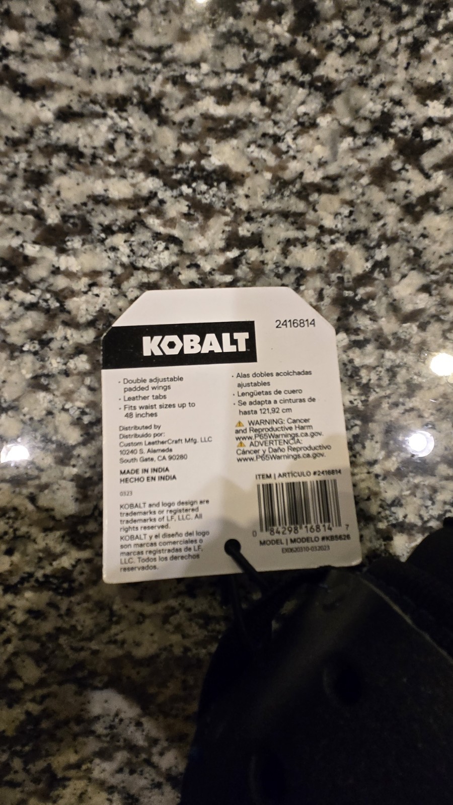 Kobalt Adjustable Padded Work Belt Steel Roller Buckle 2416814 Fits Up To 48 in