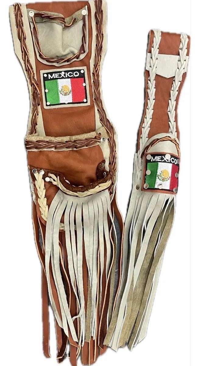 Leather Nail And Hammer Pouch 3 Pouches Mexican Flag Clavera Handmade In Mexico