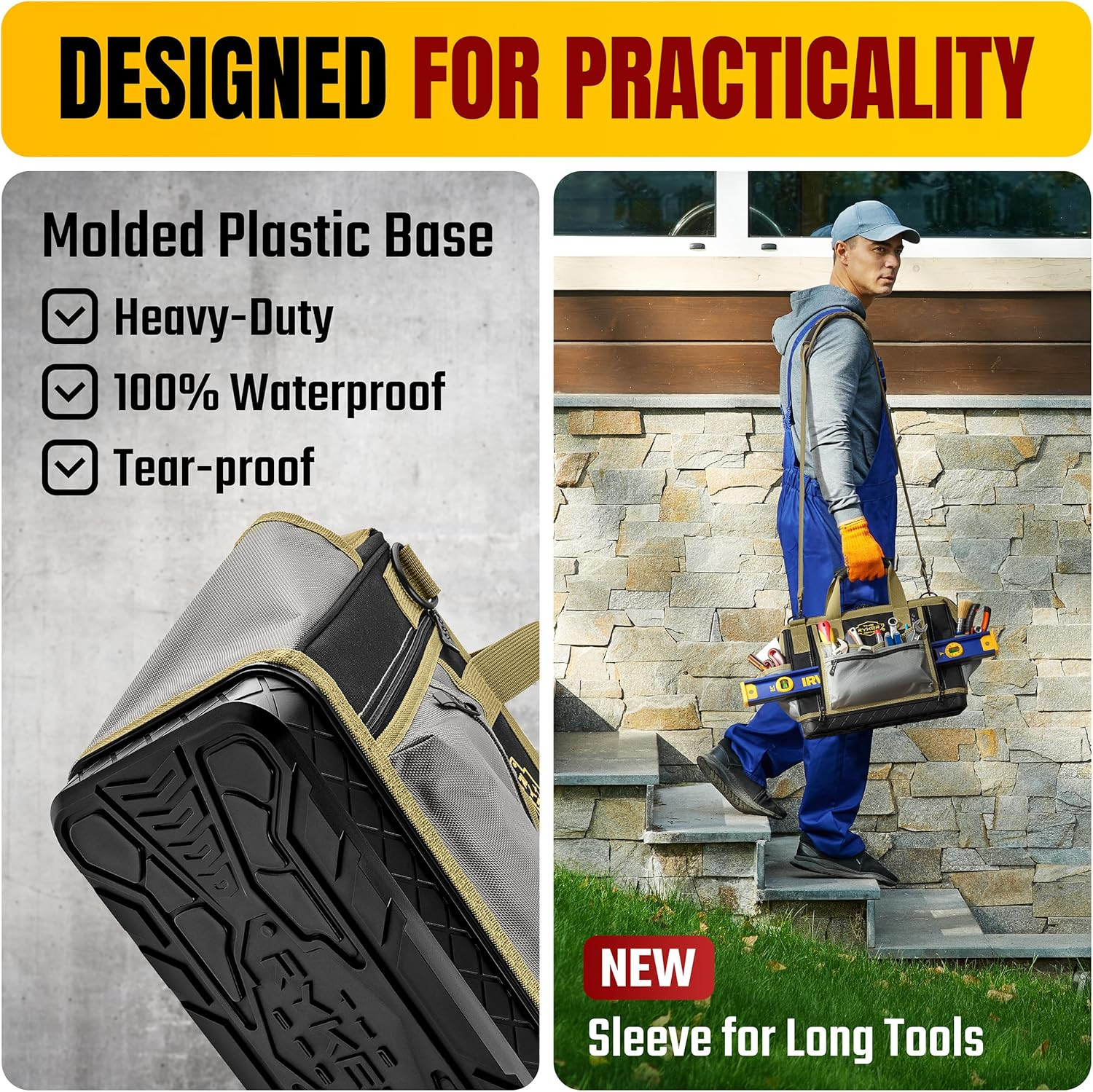 Ryker 16-Inch Heavy Duty Tool Bag with 28 Pockets – Portable Organizer