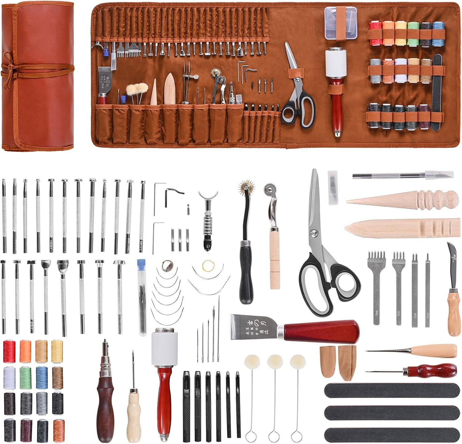 VEVOR Leather Working Tools Kit, 92 PCS with Portable Leather Storage Bag, Engra