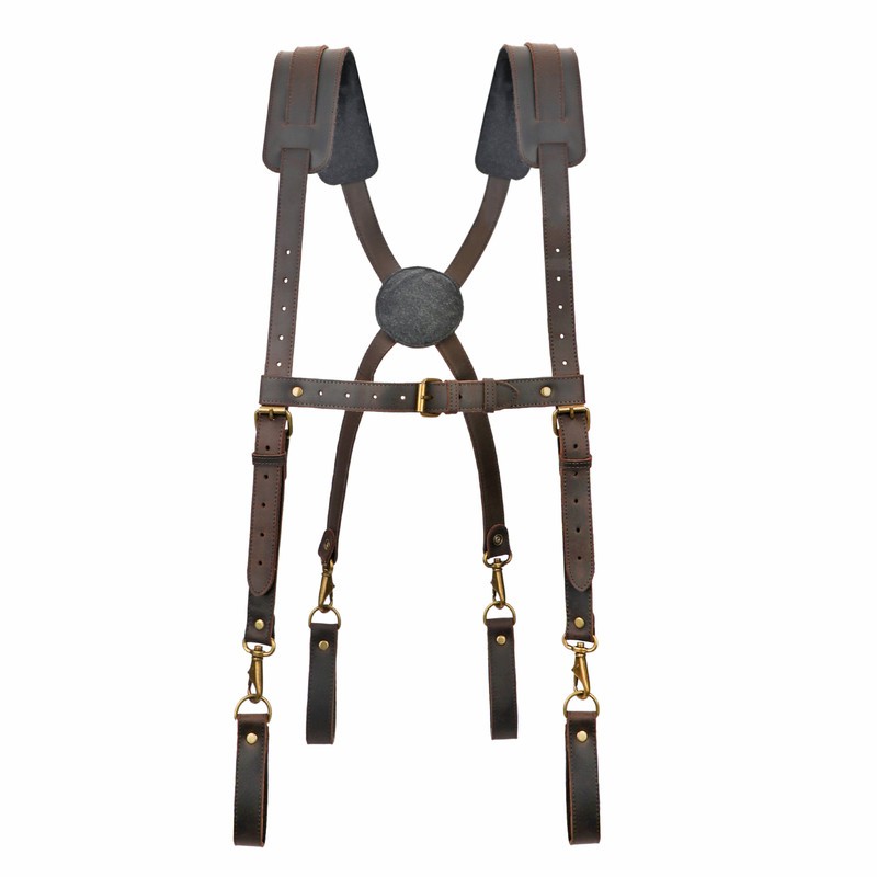 TOURBON Leather Tool Harness Suspenders Belt for Carpenter & Contractor Working
