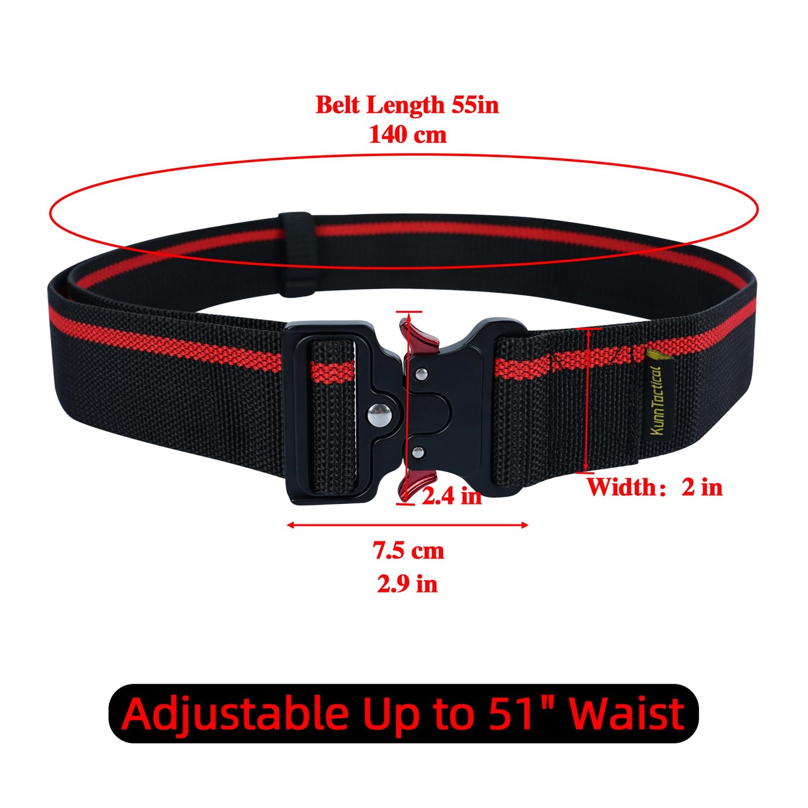 Work Tool Belt QuickRelease Buckle Heavy Duty Adjustable Electrician Red 2 In