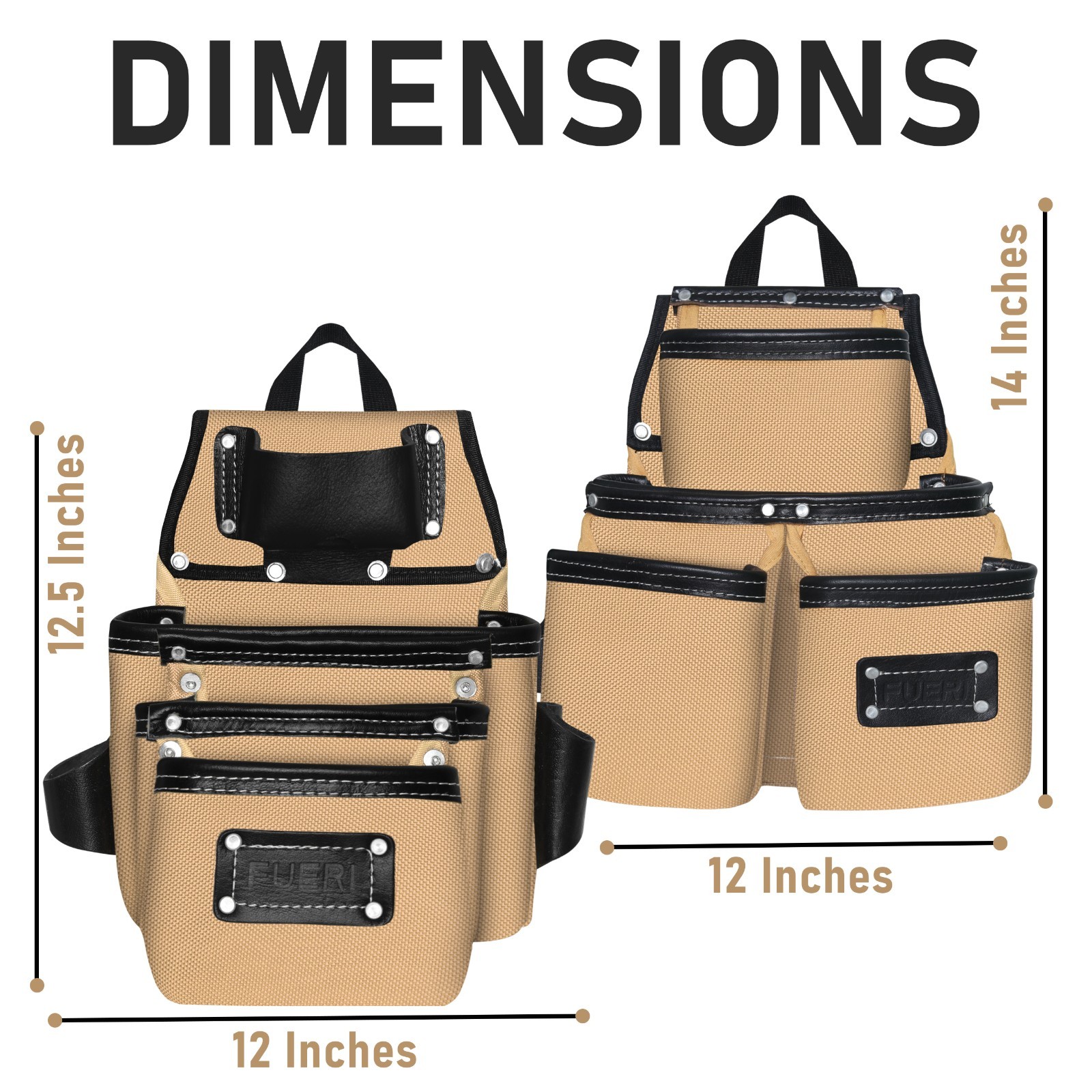 FUERI Electricians Heavy Duty 26 Pocket Leather Nylon Tool Belt Bag Carpenter