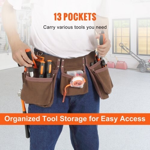 3Pk VEVOR Tool Belt 13 Pockets Adjusts from 29Inches-54Inches Faux Sede Leather