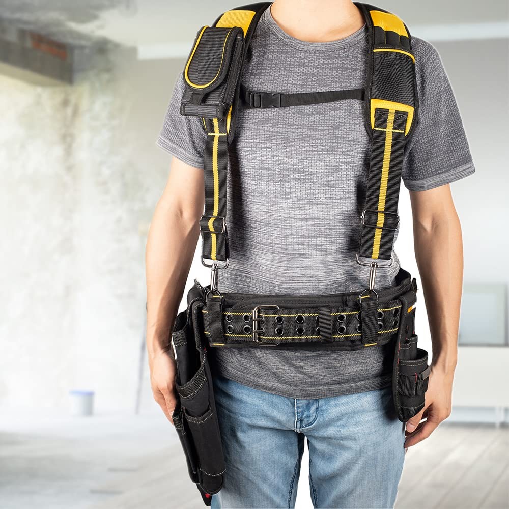 3 Inch Padded Tool Belt Heavy Duty Work Belt Yellow and Black Carpenter