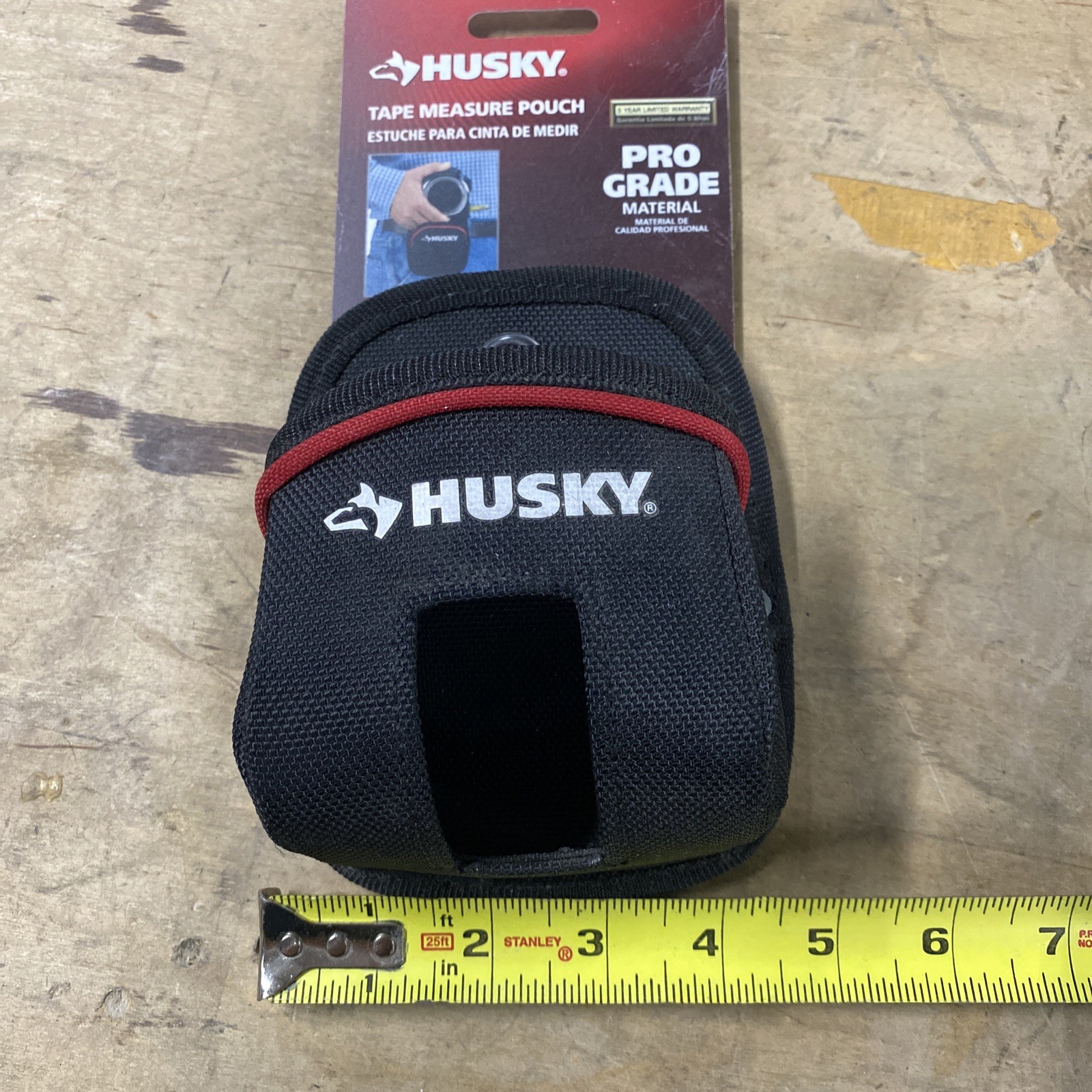 Husky 4.5 in Clip On Tape Measure Tool Belt Bag Pouch Polyster Black 246568