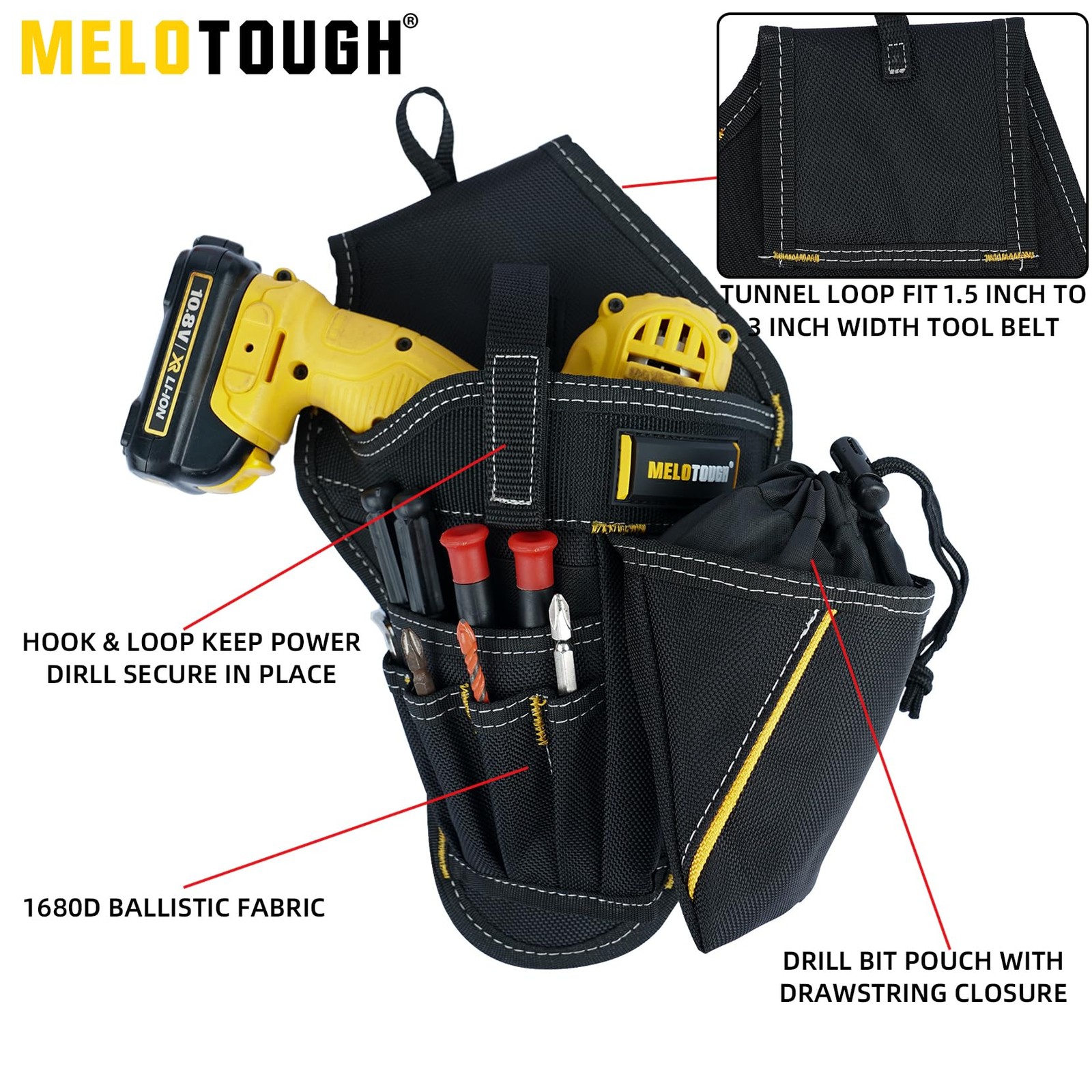Drill Holster Impact Driver Bit Pouch Heavy Duty Cordless Tool Belt Right Hand