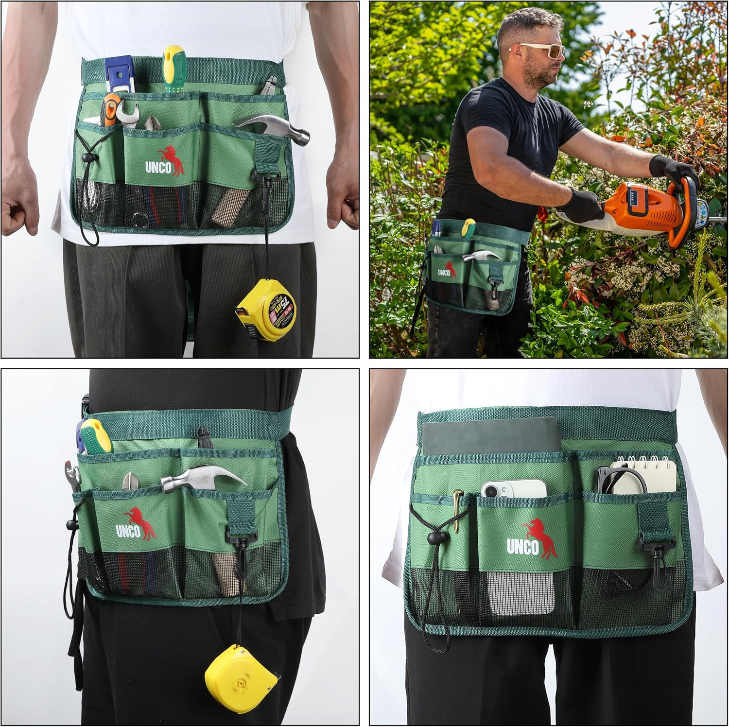 – Adjustable Gardening Belt, Green, 7 Pockets, Wear, Cut and Water Resistant, Ga