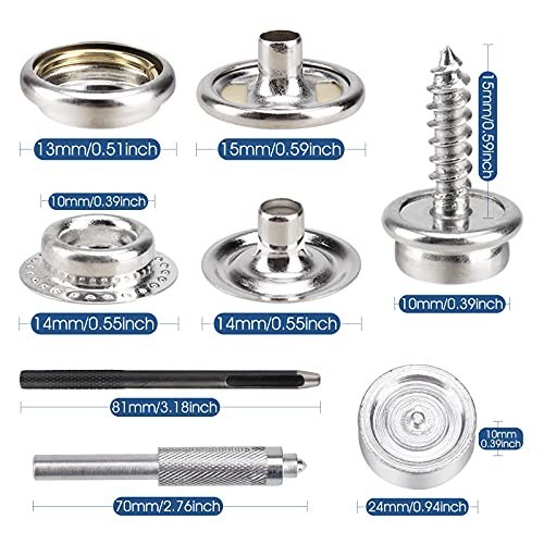 323-Piece Canvas Snap Kit – Marine Grade Stainless Steel, DIY Cover Tools, Punch