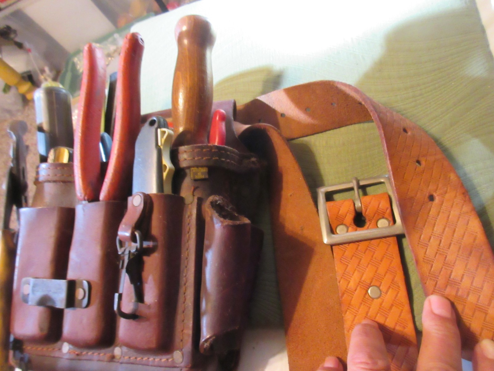 Vintage General Electric GE Heavy Duty Leather Tool Pouch Belt TOOLS