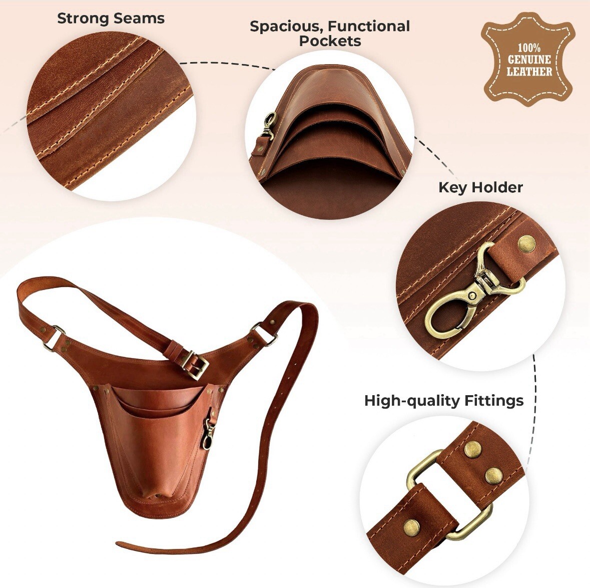 Leather Tool Belt for Florist/Gardener Tool Pouch, Tool Bag Leather Tool Pouch