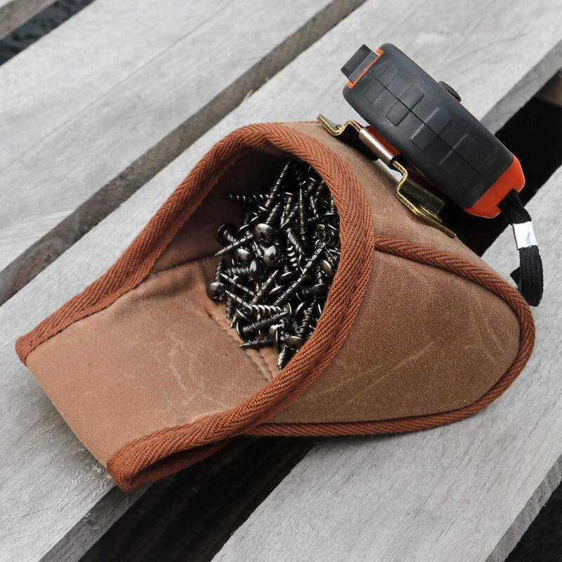 TOURBON Wax Canvas Tool Carry Belt Pouch Workshop NailScrews Tape Measure Holder