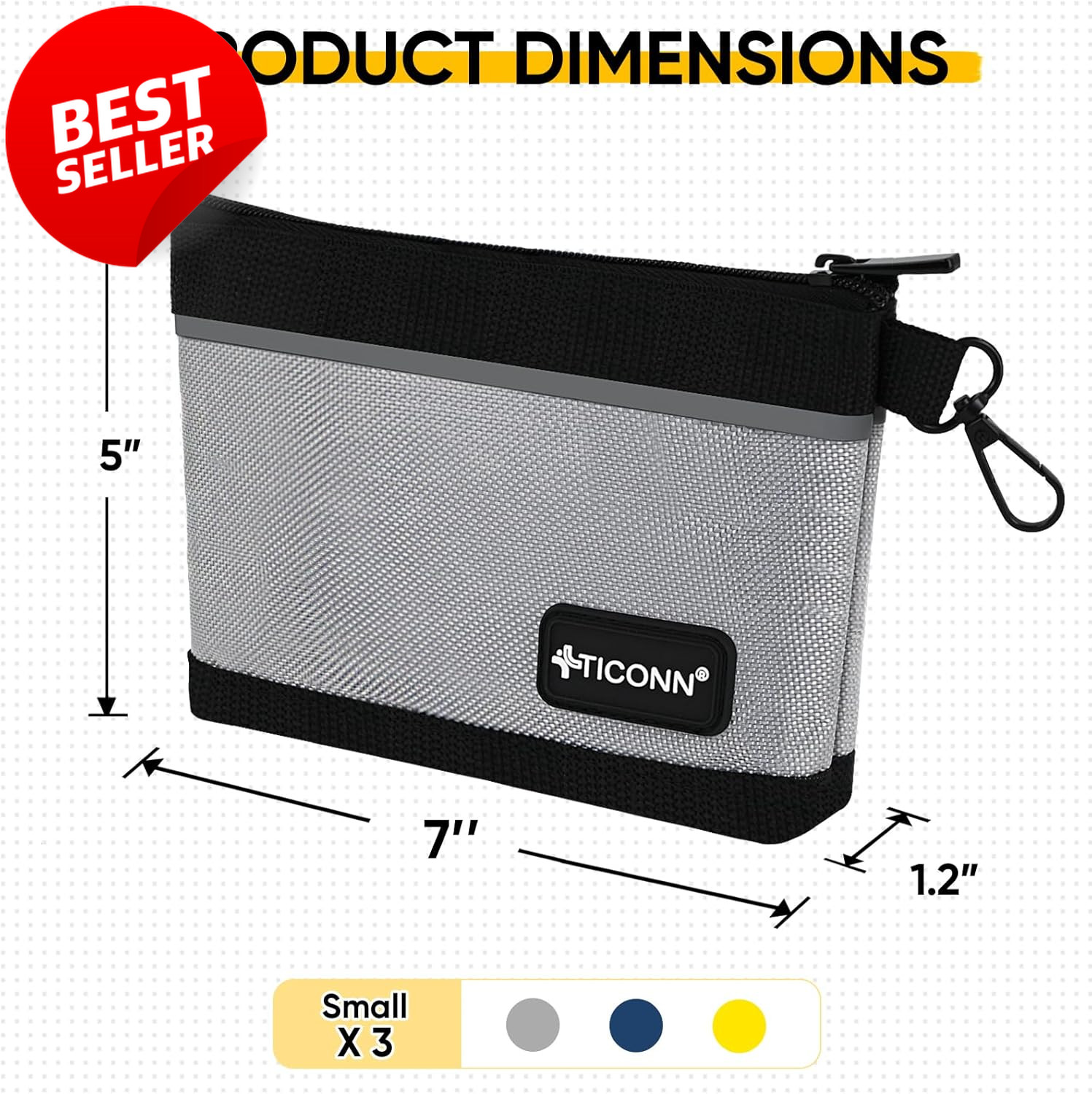 1680D Oxford Tool Pouch Zipper Waterproof Utility Bag Small 3 Pack – US