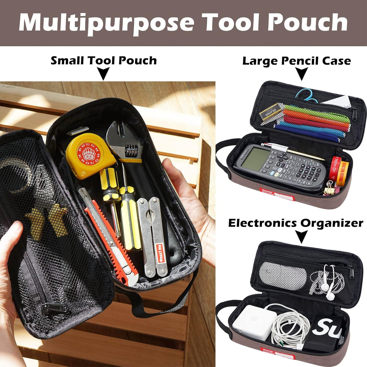 Compact Zipper Tool Bag Pouch with Handle for Easy Carrying – Rough Enough