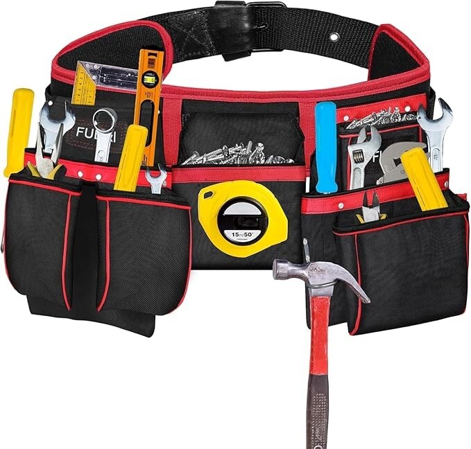 FUERI Cordura Tool Belt for Carpenters Heavy Duty Adjustable Tool Pouch Bag