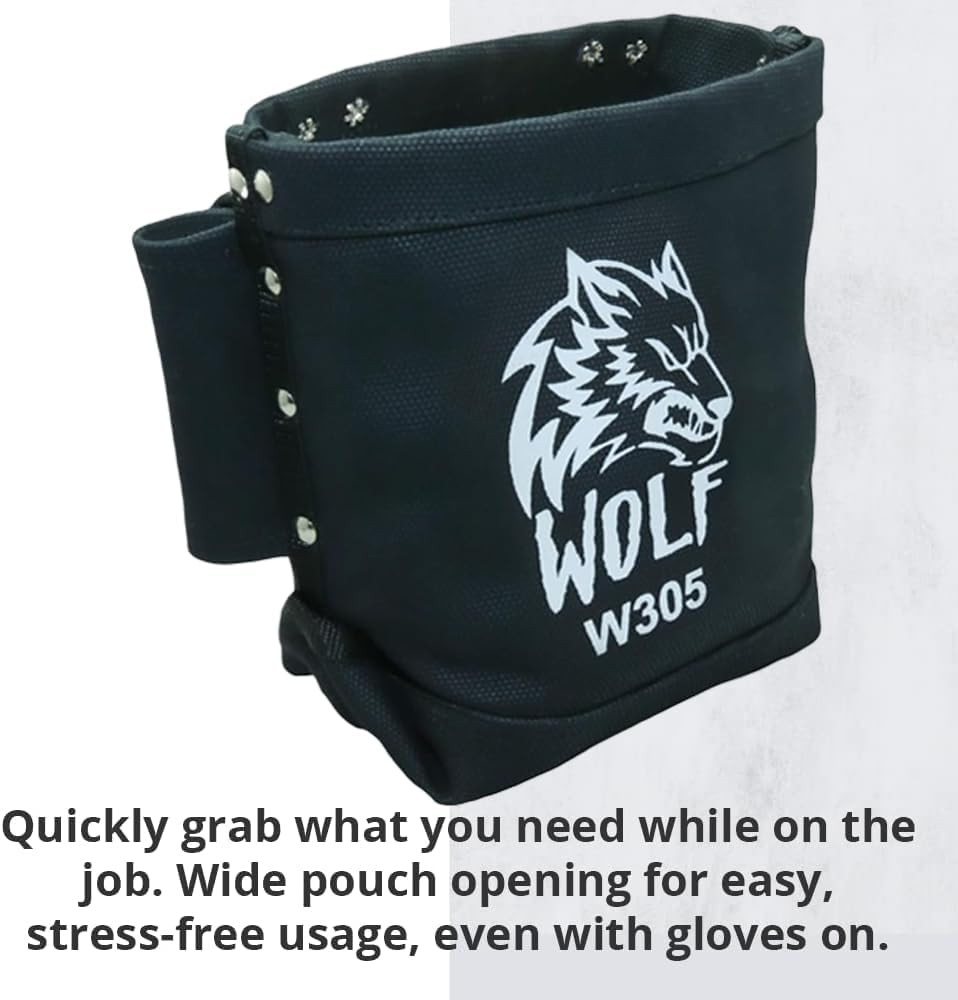 Wolf Black Canvas Tool Pouch, Tunnel Belt Loop, Bull Pin Loops & Bolt Bag Tote