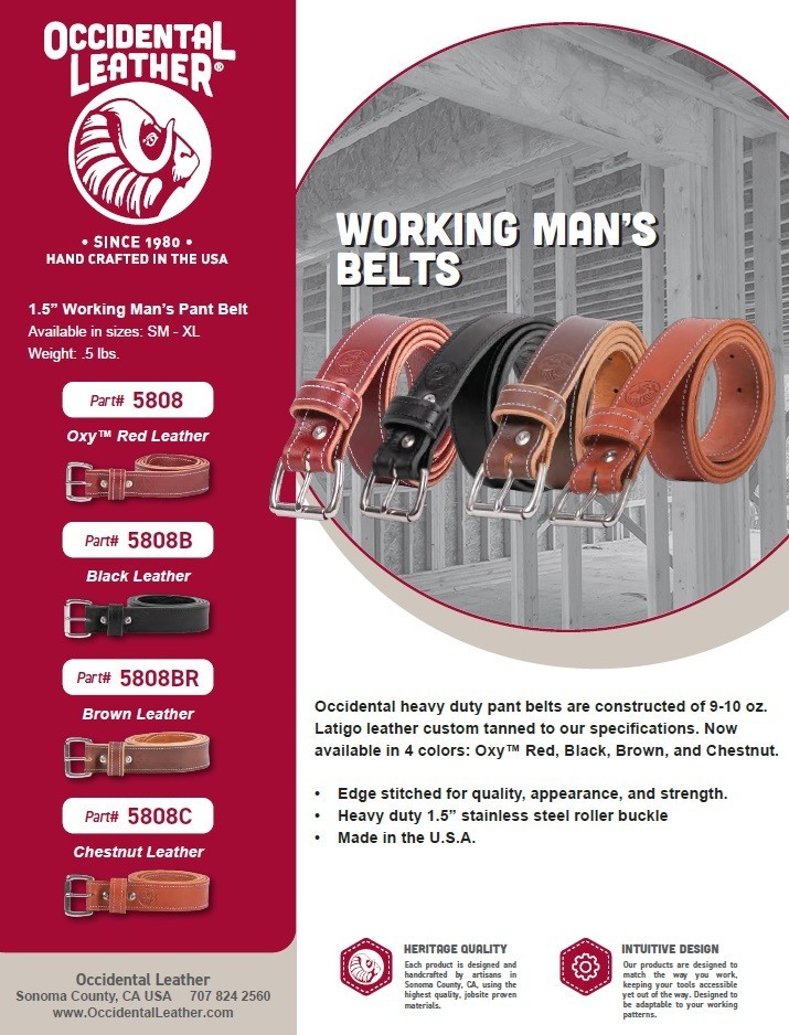 Occidental Leather 5808 1.5″ Working Man’s Belt USA (Choose Size & Color)