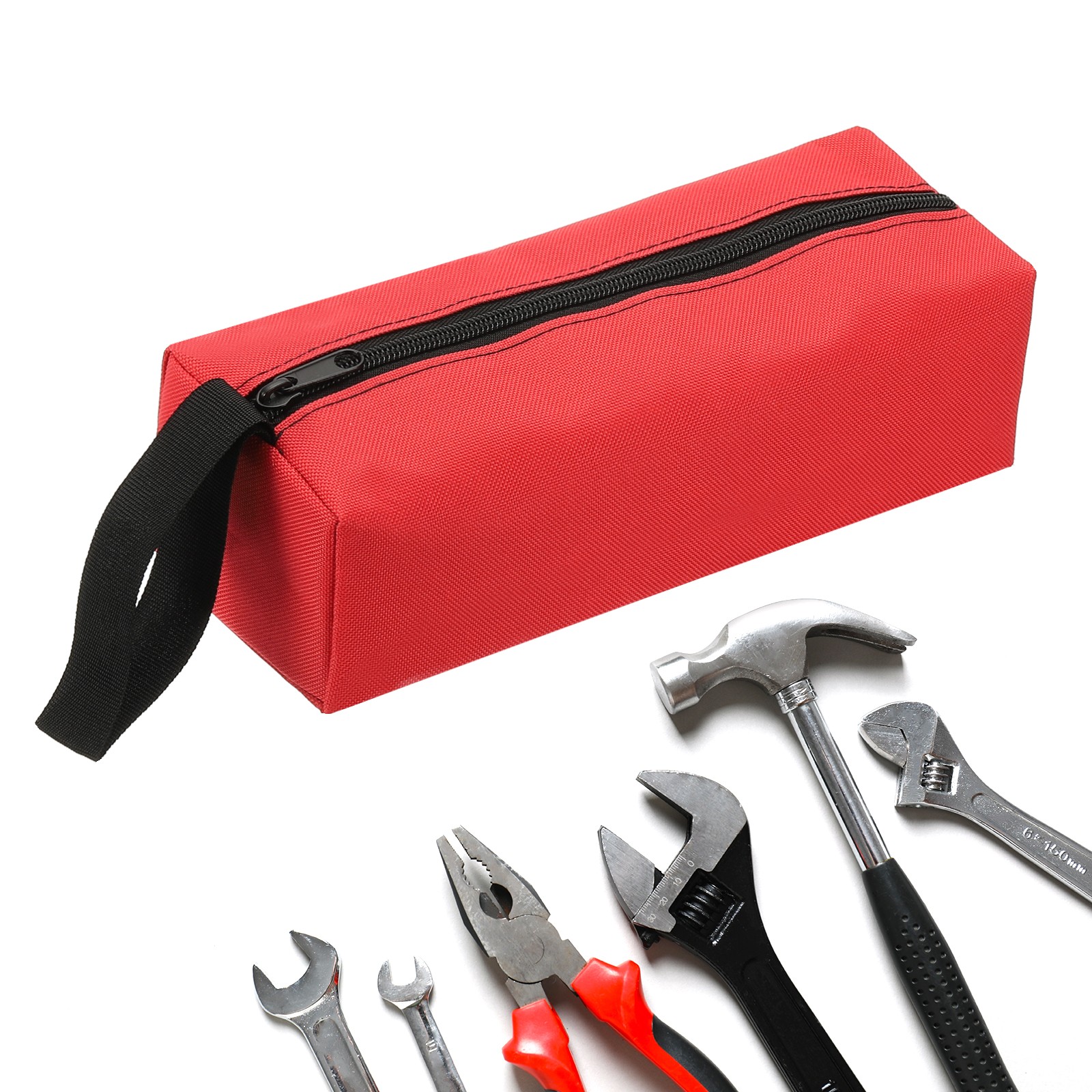 Zipper Utility Tool Bag 9.8×3.3×2.8 Inch Multi-purpose Tote Bag Red