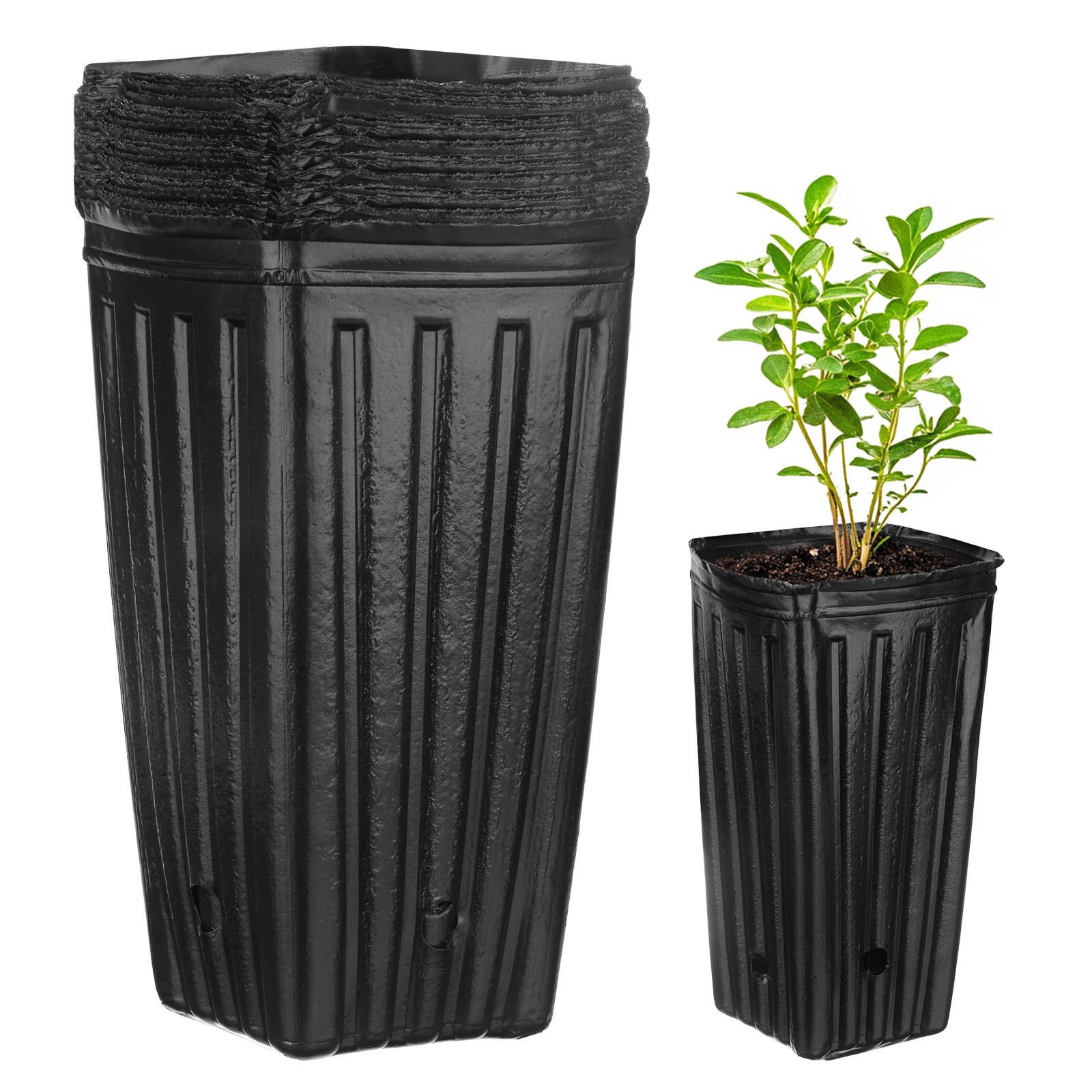 50 nursery jars 10x10x20 cm for gardening [black]