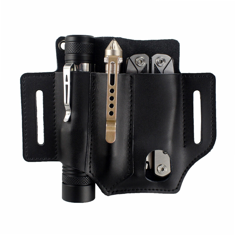 Tactical Multi Tool Belt Leather Bag Portable Tool Storage Holster Waist Pocket