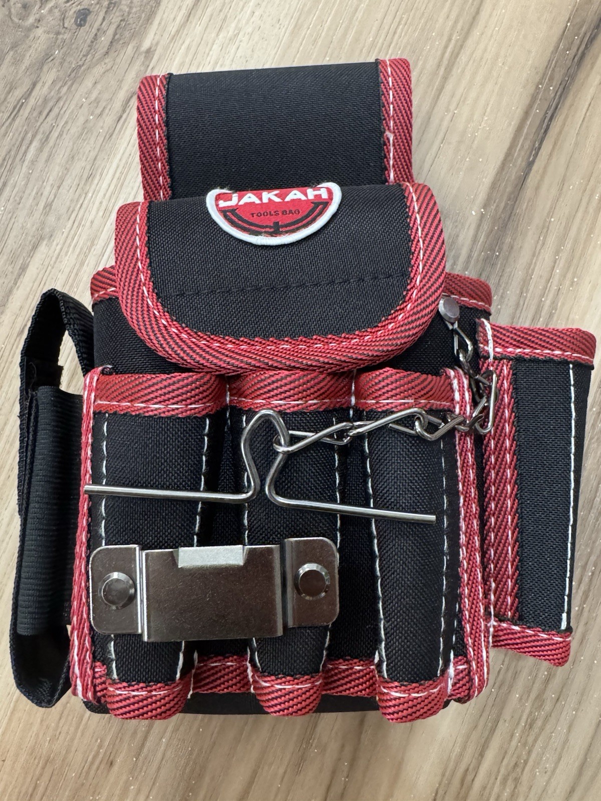 JAKAH Tool Pouch Belt Organizer Electrician Construction Utility Bag Red 22x22x7