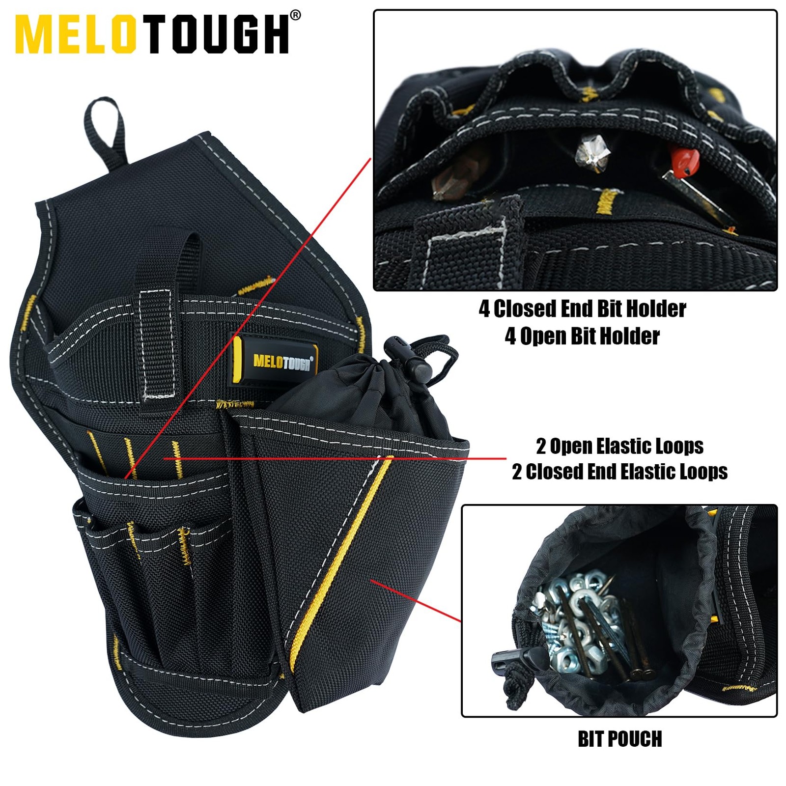 Drill Holster Impact Driver Bit Pouch Heavy Duty Cordless Tool Belt Right Hand