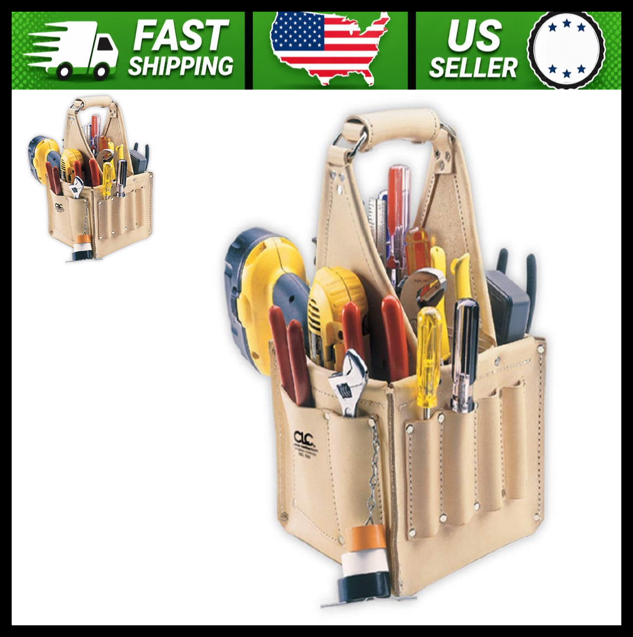 CLC Custom Leathercraft Electrician Maintenance Tool Pouch 17 Pocket Tan