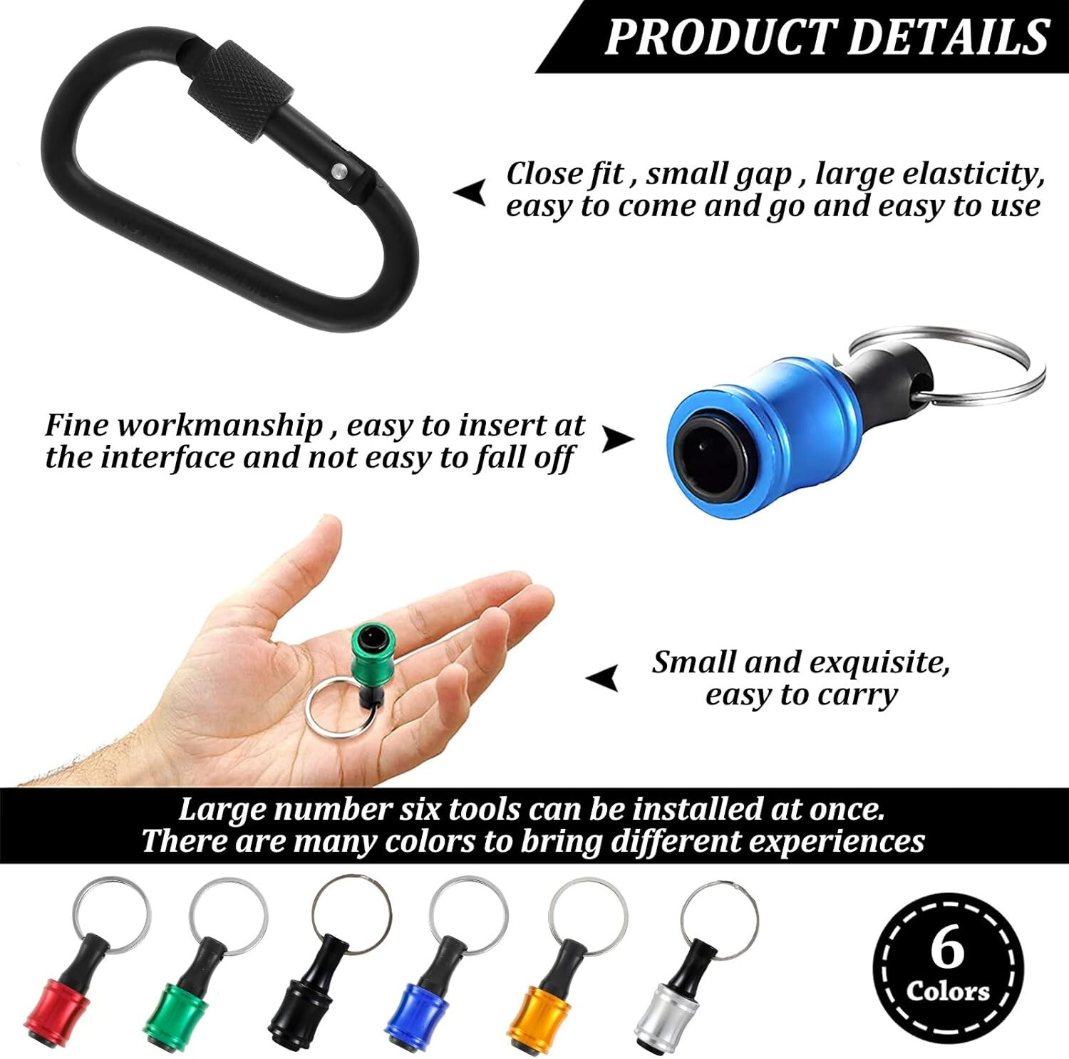 Drill Bit Holder Keychain 1/4″ Socket Hex Shank Impact Driver Screwdriver Holder
