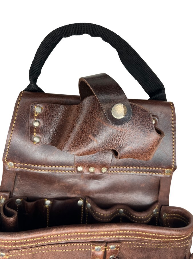 Oil Tan Leather Tool Bag Framer Electrician Carpenter Leather Bag Drill Holder