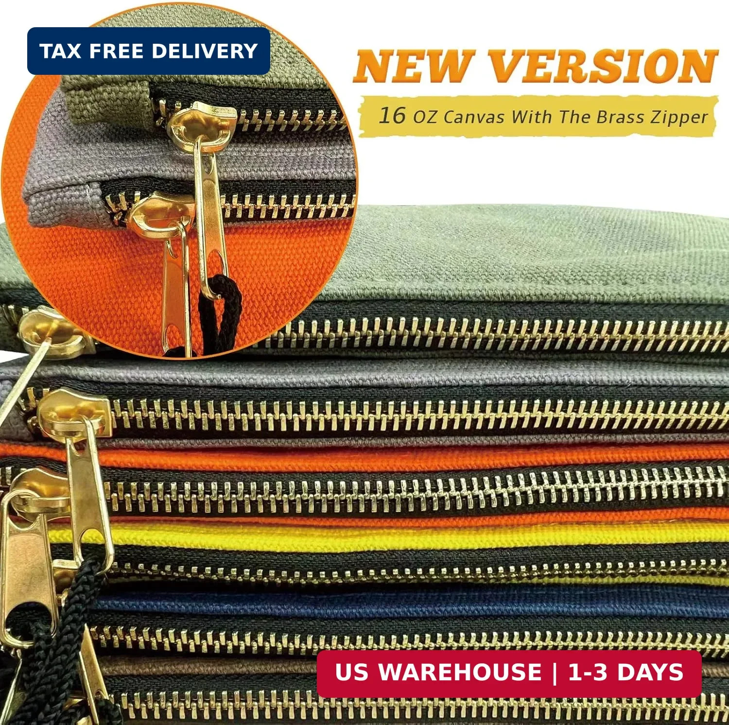 Heavy Duty Canvas Tool Bag Organizer – 7 Pack Zipper Utility Pouches in Assorted