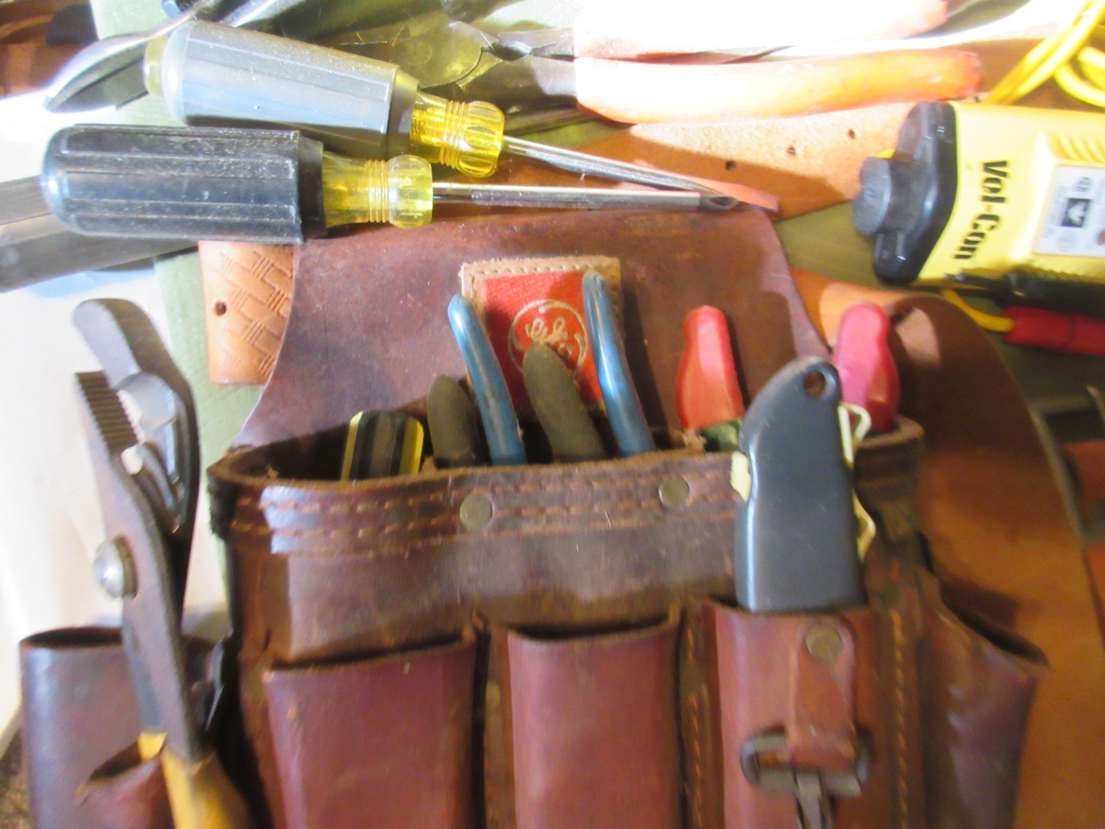 Vintage General Electric GE Heavy Duty Leather Tool Pouch Belt TOOLS