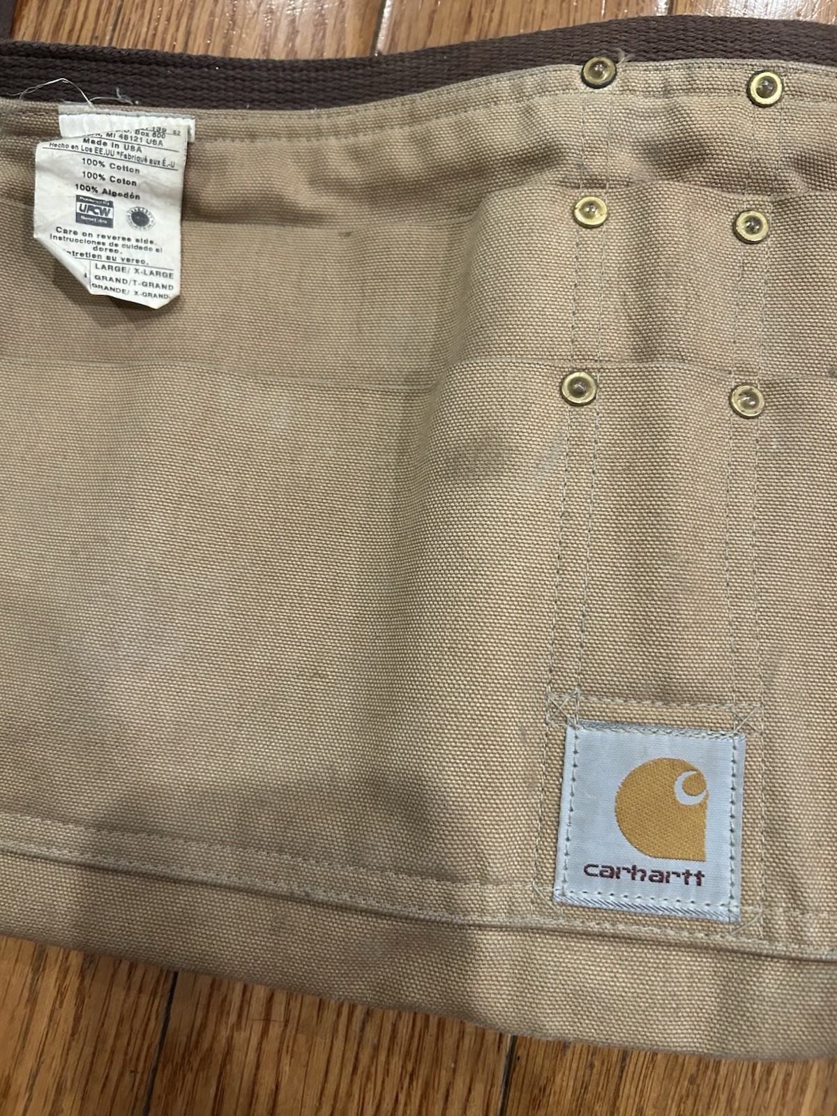 Vintage Carhartt A09 BRN Duck Canvas Tool Apron Waist Bag Made in USA Brown L/XL